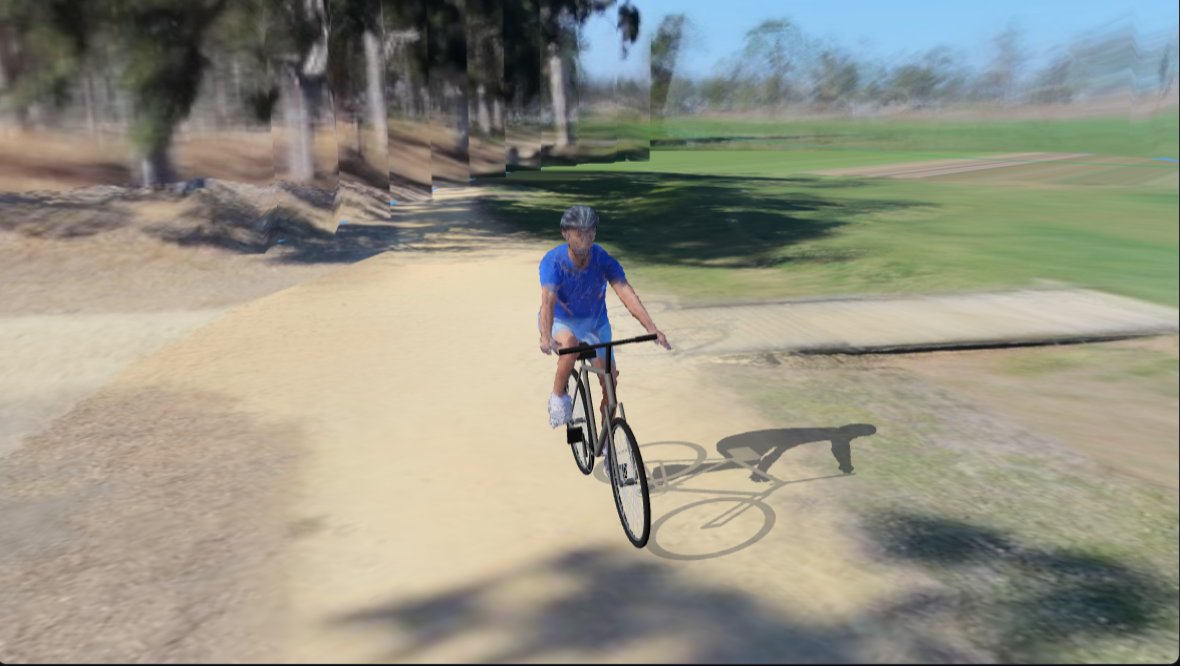 Cyclist and fitted bicycle in the T2 4D replay