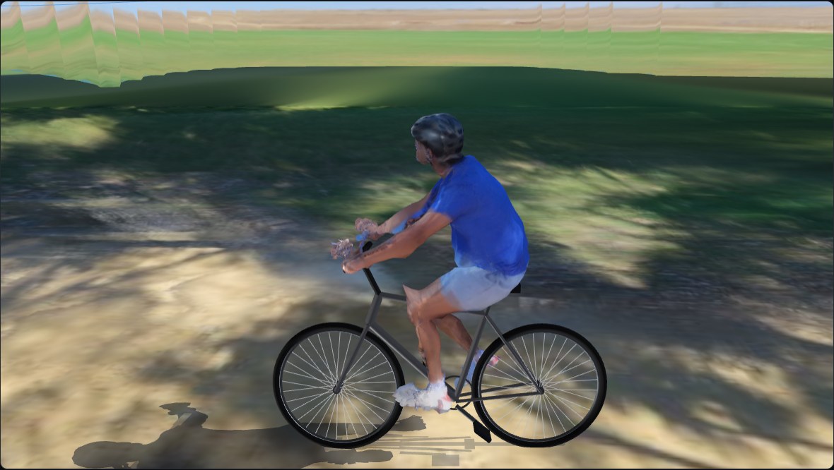 Cyclist and fitted bicycle in the T4 4D replay